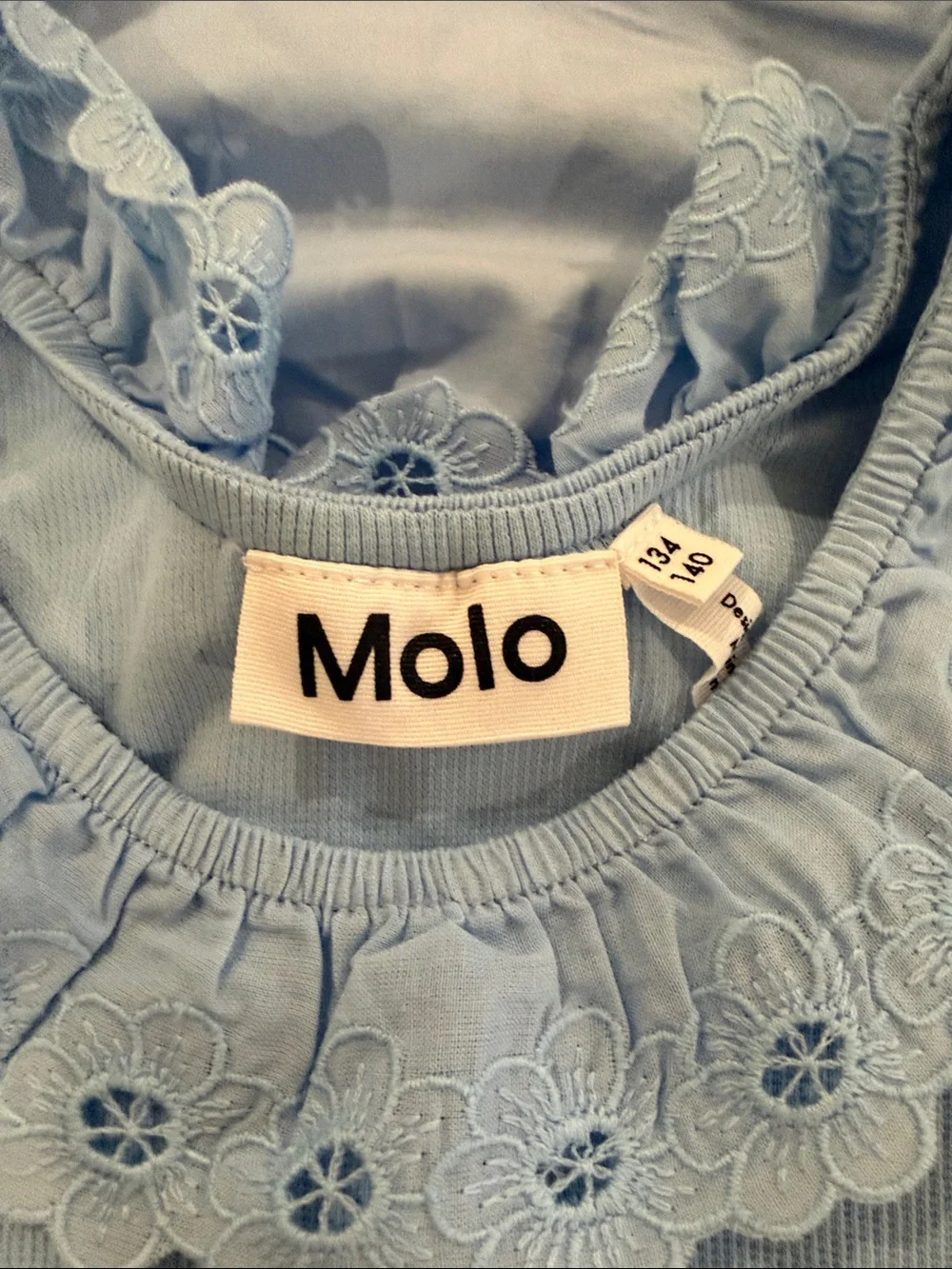 Molo Light Blue Eyelet Collar Twirl Dress